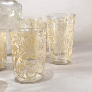 Jarra y Vasos de Vidrio Labrado con Diseño Floral - imagen 2