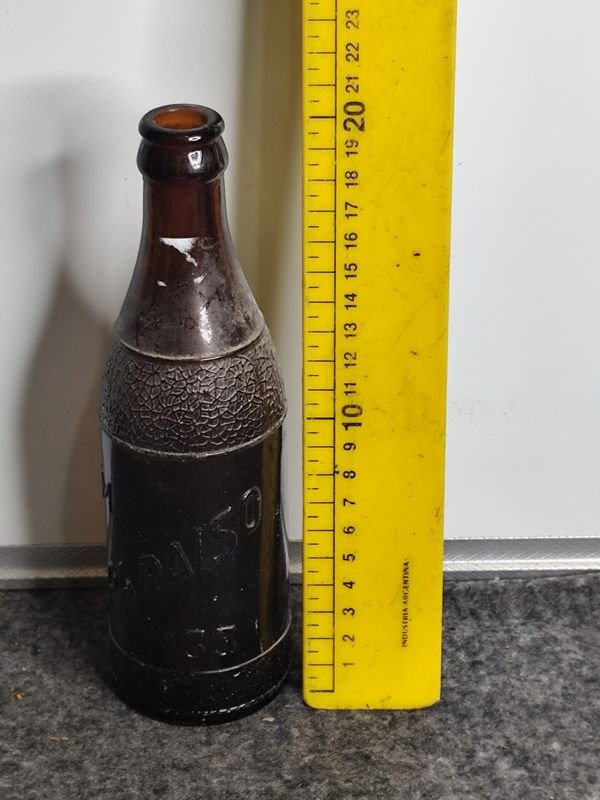 Botella Antigua "El Paraíso" Ámbar Coleccionable