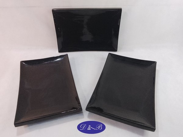 Set de 3 Platos Rectangulares Negros de Loza