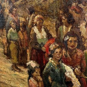 Oleo sobre tela "Día de Fiesta" de Enzo Domestico Kabregu 80x60 - imagen 4