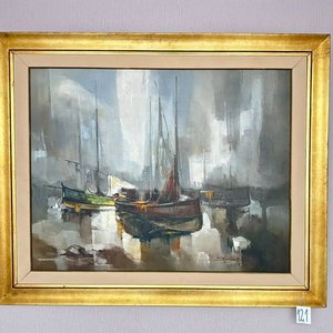 Cuadro "Los Barcos" con Marco Dorado - imagen 3