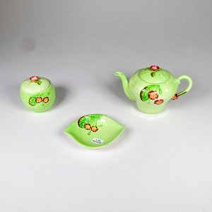Tres piezas de loza inglesa Carlton Ware ,tetera, azucarero y despojador - imagen 2