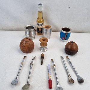 Lote de Mates y Bombillas con Inscripción 'BICO D'OURO' - imagen 1