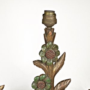 Par de Lámparas de Madera Estilo Antiguo con Decoración Floral - imagen 3