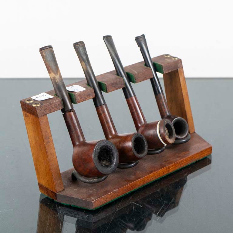 Portapipas de madera con 4 pipas y boquillas - imagen 1
