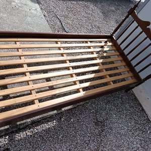 Cama Antigua de 1 Plaza en Madera Oscura - imagen 5