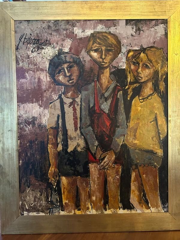 Cuadro "Niños" de Ángel Tejera, Óleo sobre Lienzo, 1965