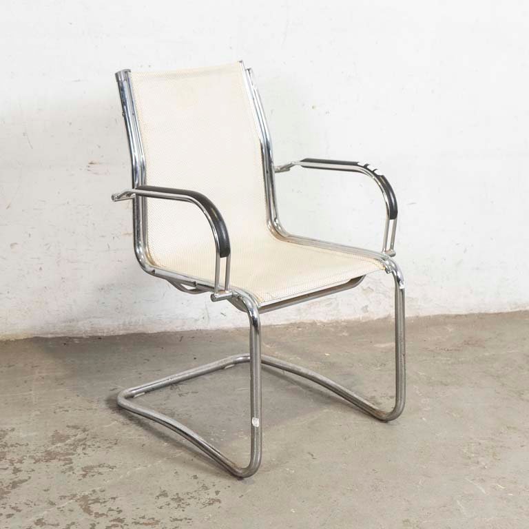 Sillón de Oficina Fijo Cromado con Asiento Tapizado