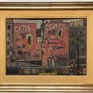 José Gurvich "Escena de Ciudad" Óleo sobre Cartón 37 x 52 cm - imagen 2