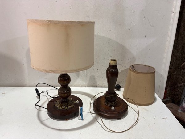 Par de Lámparas de Mesa Vintage de Madera