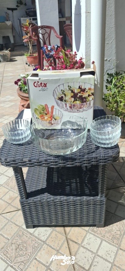 Ensaladera de vidrio con seis pocillos