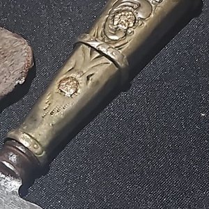 Cuchillo Franz Wenk Solingen Antiguo con Cabo Cuadrado en Plata y Oro - imagen 7