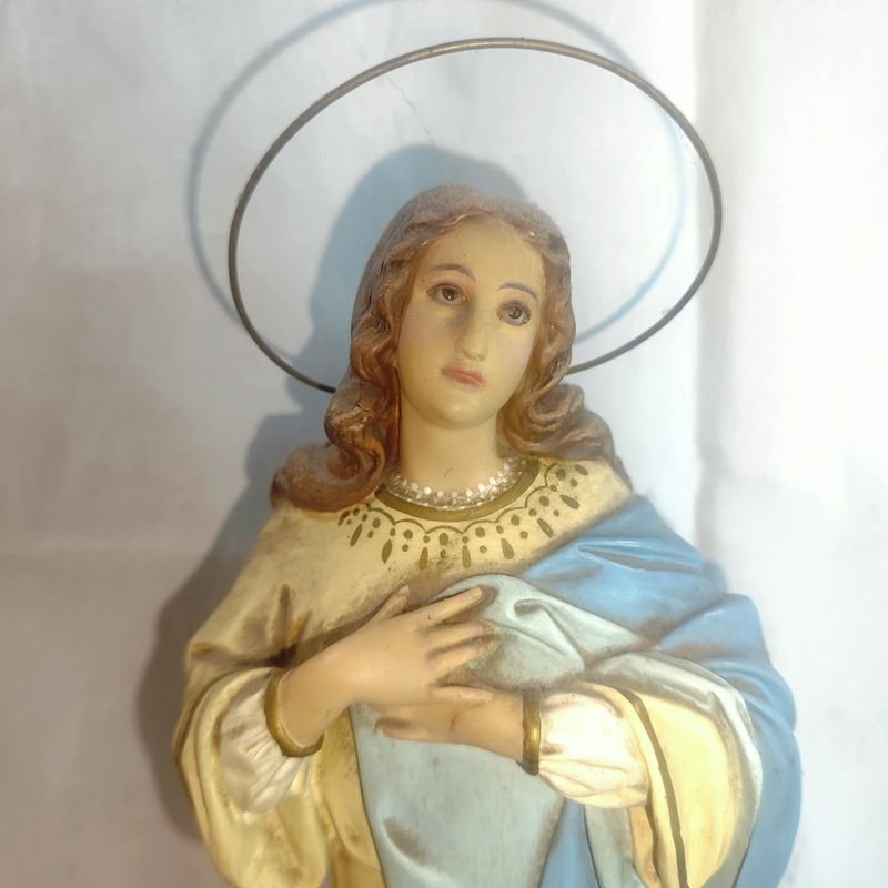 Escultura antigua de la Virgen de la Concepción en pasta de madera o similar - imagen 2