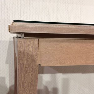 Escritorio/Mesa de Madera Clara con Cajón y Tapa de Vidrio - imagen 4