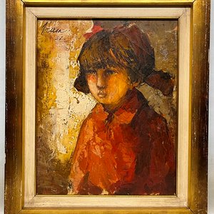 Oleo "Niña" de Angel Tejera, 1966, 50 x 40 cm - imagen 2
