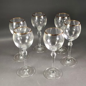 Seis Copas de Cristal con Borde Dorado - 18cm de Altura - imagen 2