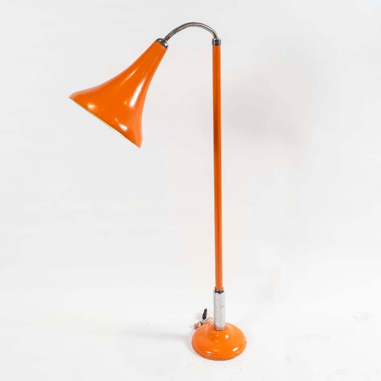 Lámpara de Pie Estilo Corneta Naranja Años 70