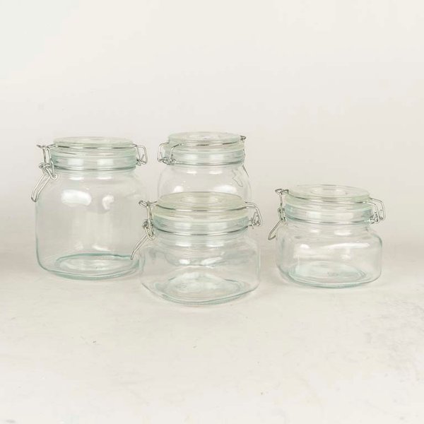 Set de 4 Frascos de Vidrio con Tapa Hermética