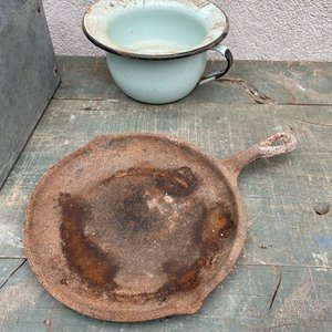 Cajón de Chapa de Almacén, Pelela Esmaltada y Plancha de Hierro Antigua - imagen 3