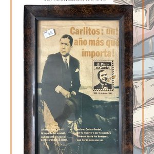 Cuadro de Carlos Gardel en Playa Malvín, Homenaje El Diario 1991 - imagen 1