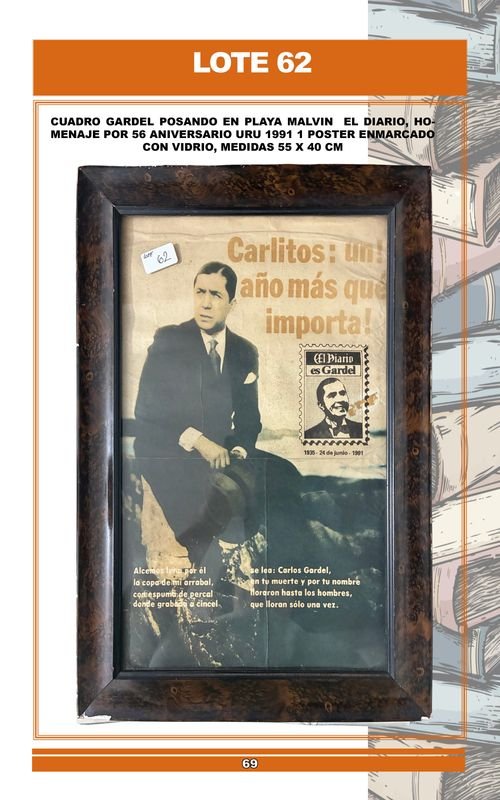 Cuadro de Carlos Gardel en Playa Malvín, Homenaje El Diario 1991