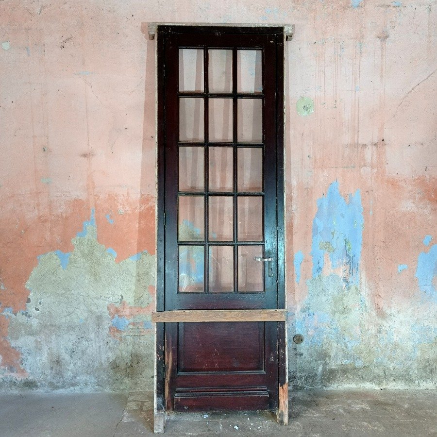 Puerta antigua colonial estilo con vidrio y madera - imagen 5