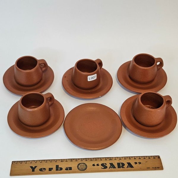 Juego de té en barro - Conjunto de tazas y platos de cerámica - imagen 4