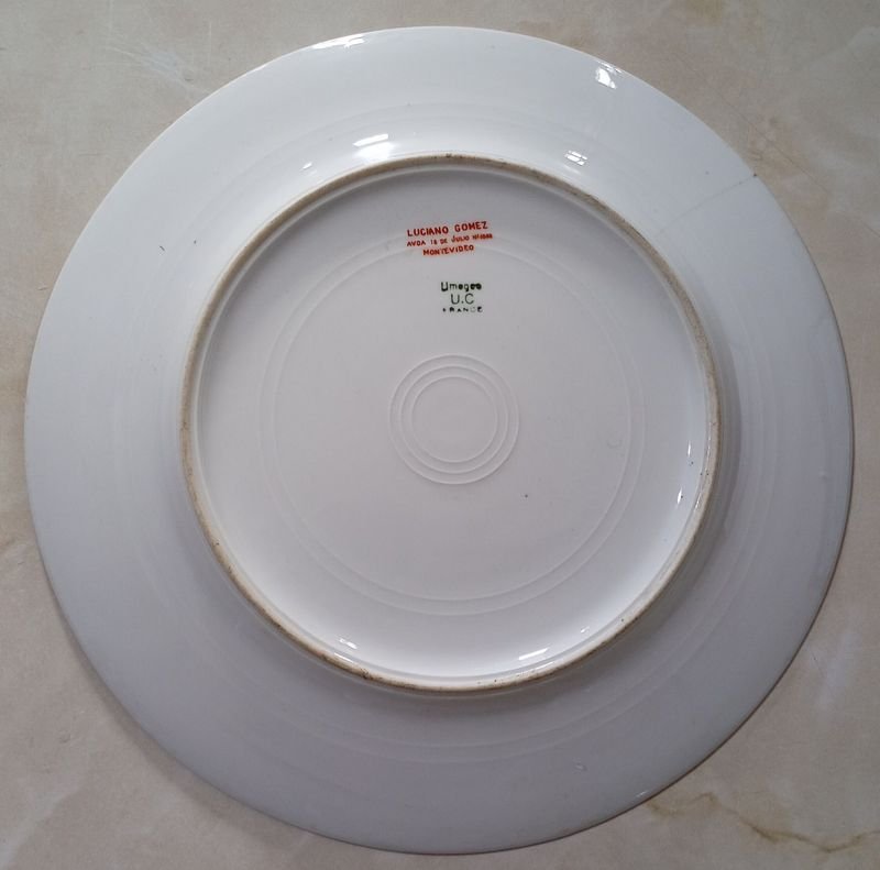 Plato de Loza FRANCESA; LIMOGES (borde floral) - imagen 2