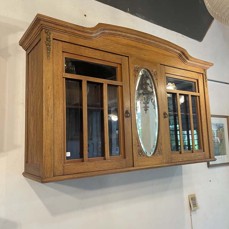 Almacen de roble con espejo biselado - Medidas: 123x32x79cm