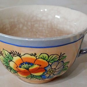 Taza de Té Antigua Porcelana Japonesa Lusterware Floral Pintada a Mano - imagen 2