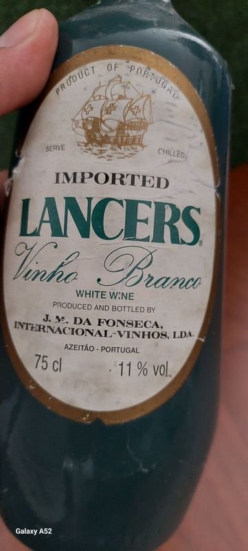 Botella de vino con etiqueta blanca y azul - imagen 8