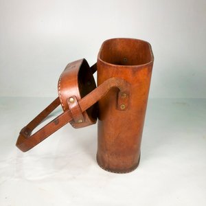 Matera Vintage de Cuero Marrón con Correa y Tapa - imagen 4