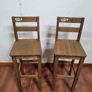 Banqueta Alta de Madera con Respaldo Estilo Rústico - imagen 2
