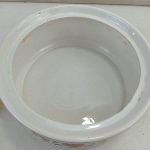 Set Vintage Sopera y 6 Cuencos con Asas, Diseño Floral Esmaltado y Bordes Dorados - imagen 7