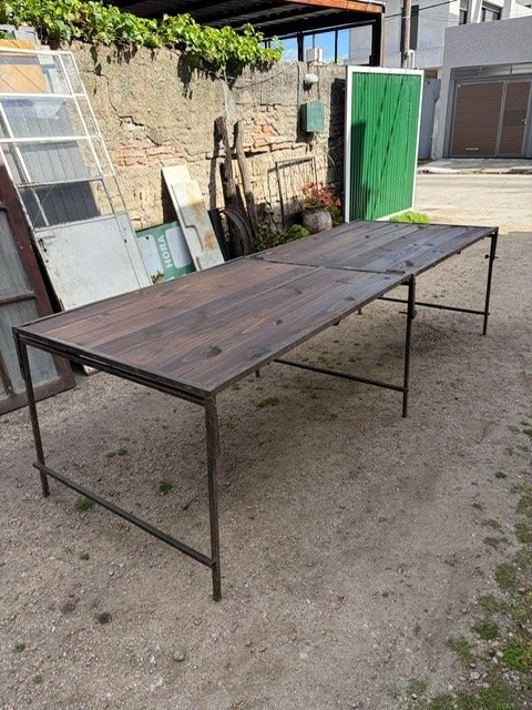 Mesa Plegable Grande de Madera y Hierro - imagen 1