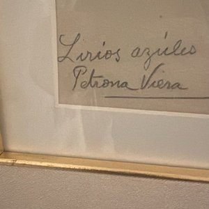 Cuadro "Lirios Azules" de Petrona Viera, Tempera 40x50cm - imagen 2