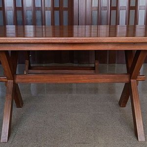 Juego de Comedor Rústico Madera Maciza: Mesa Rectangular con 2 Bancos y 2 Sillas - imagen 3