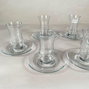 Juego de 6 Vasos y Platos de Vidrio Hialino Estilo Turco - imagen 3