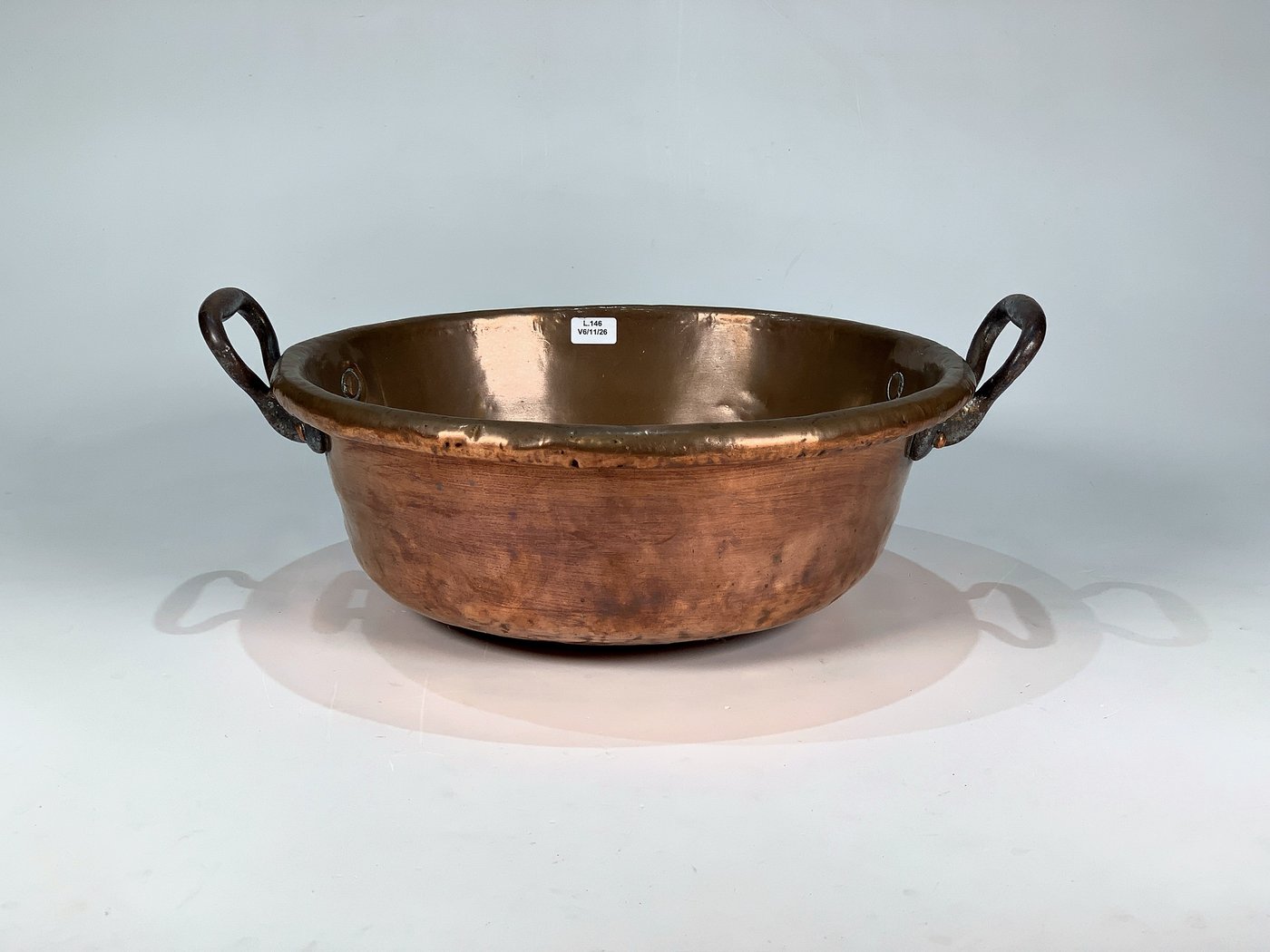 Tacho de Cobre Circular con Asas Laterales - 33 cm Diámetro