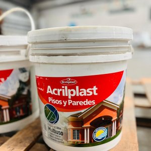 Lote x2 Baldes de Pintura Sinteplast Acrilplast Pisos y Paredes 10L Rojo y Ocre - imagen 2