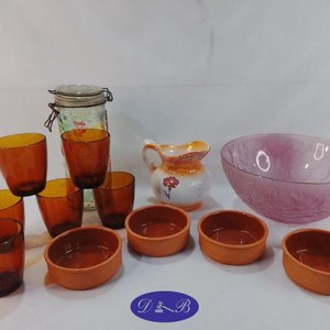 Lote anterior: Juego de Cazuelas de Barro, Jarrita de Cerámica y Vasos de Vidrio