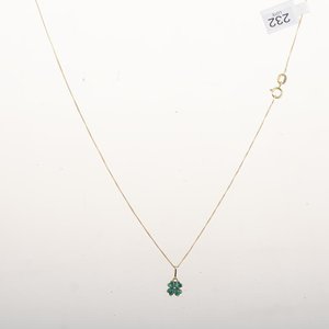 Cadena con Colgante Trébol de Oro 18k y Esmeraldas - imagen 2