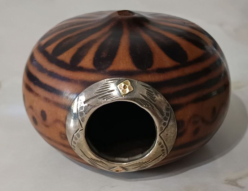 Mate galleta con Virola de Plata y ORO - imagen 4