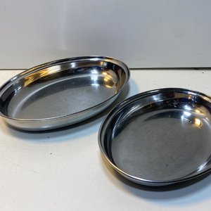 Juego de 16 Piezas de Acero Inoxidable: Bandejas Ovaladas y Redondas con Bordes Labrados, Fuentes Hondas y Compoteras Individuales - imagen 5