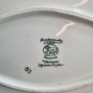 Par de Fuentes Ovaladas Hutschenreuther Hohenberg Bavaria Porcelana Marfil Decoración Floral - imagen 4