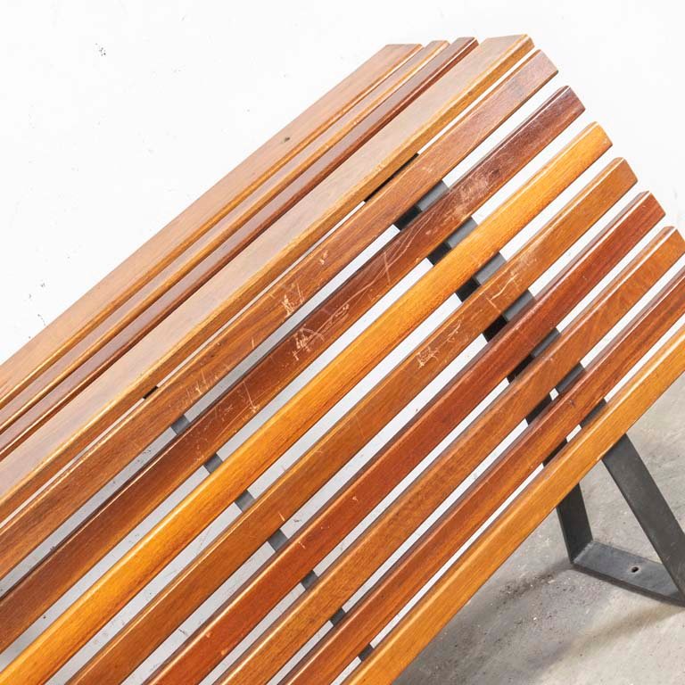 Banco de madera y metal con respaldo para bancas - imagen 3
