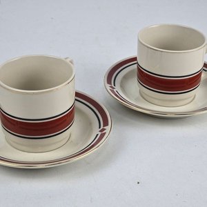 Juego de Tazas y Platillos de Cerámica y Porcelana con Motivos Florales y Zodiacales - imagen 5