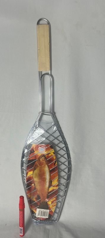 Parrilla para Pescado en Acero Inoxidable con Mango de Madera