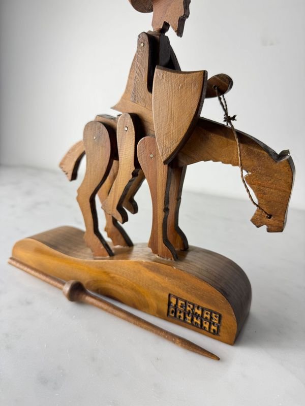 Escultura en madera articulada de cowboy y caballo - imagen 2