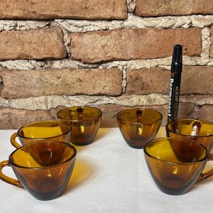 Juego de 6 Pocillos para Café de Vidrio Ámbar Antiguos - imagen 5
